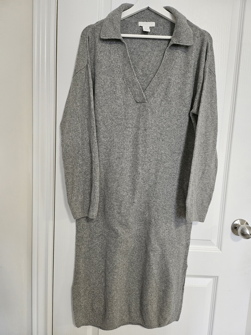 H&M Gray Collared V-Neck Sweater Dress